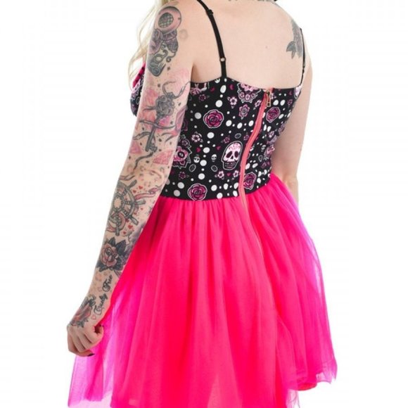 Too Fast Black and Pink Skater Dress - Picture 2 of 2
